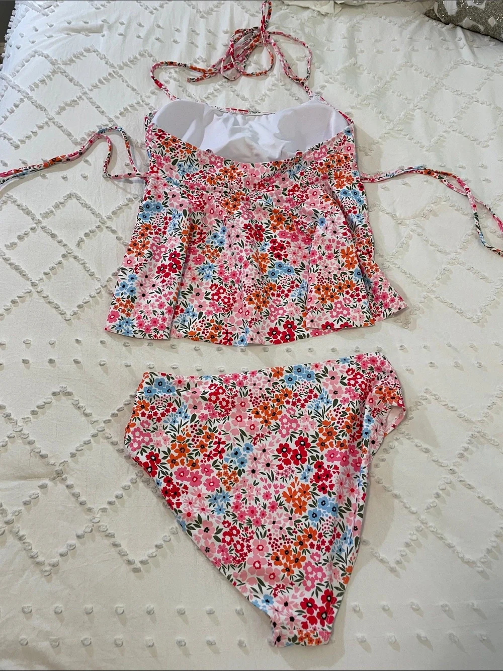 Jolefille Floral Pink Ruffle Tankini Set nwot